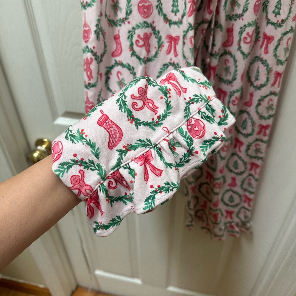 Roller Rabbit Tis The Season Lily Floral Wreath Wide-Leg Lounge Pants Pink Green - Picture 5 of 7